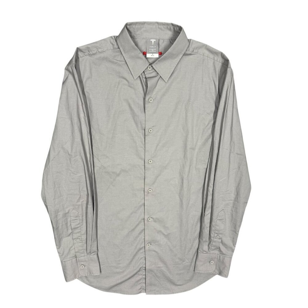 Teslaβ Long Sleeve Button Up Shirt Grey Strech Medium